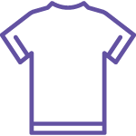 Outline of a short-sleeved T-shirt in a purple color on a white background. The image is minimalist and features a simple design with no additional details or patterns on the shirt. Enjoy free shipping when you add this to your CBD subscription with Medterra Subscribe & Save.